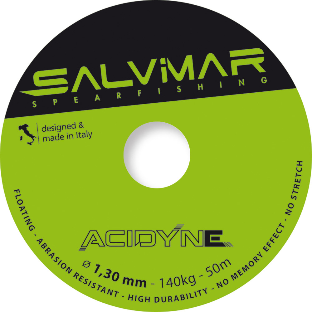 Катушечный линь SALVIMAR ACIDYNE Dyneema ø1,3 mm ярко-зелёный (метр)